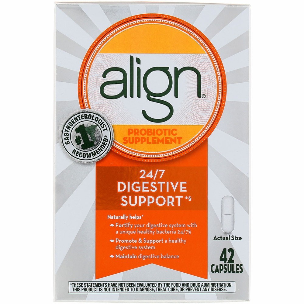 4 Pack Align Digestive Support Probiotic Supplement Capsules, 42 Ct