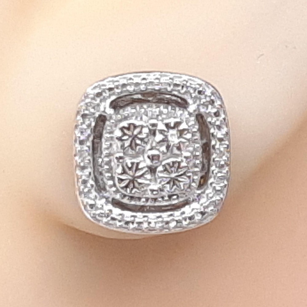 Genuine .02ctw H-SI Diamond 925 Sterling Silver Stud Earrings