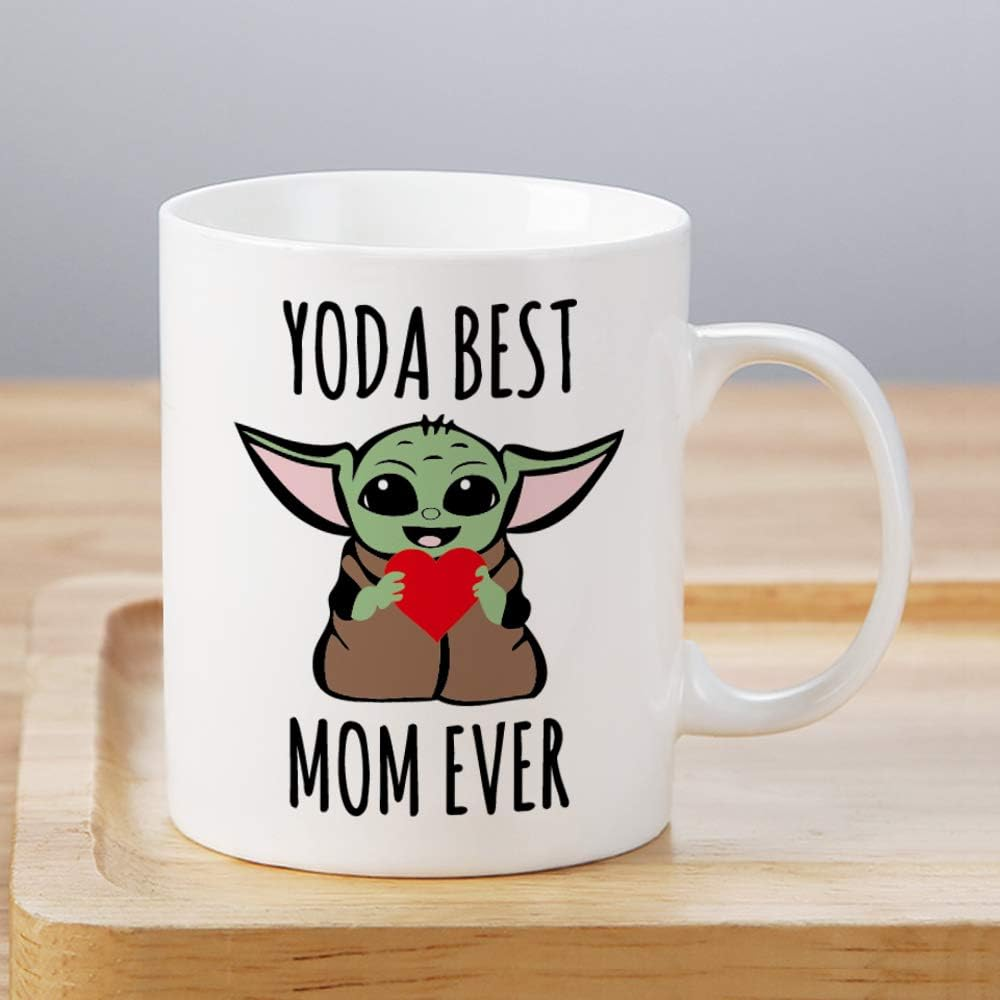 Baby Yoda Gifts for Mom, 11Oz Best Mom Ever Coffee Mug for New Mom to Be Mama Wo