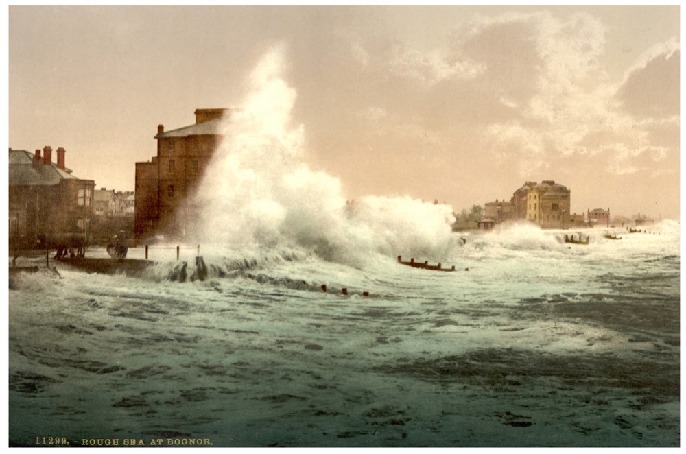 Decoration British Vintage POSTER.Home wall.Rough sea.Bognor.Art Deco.630i