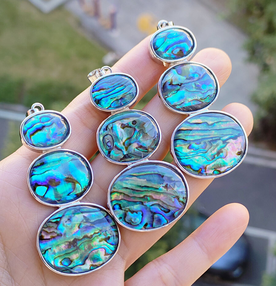 5pcs Natural Ablone shell  Pendants Chakra Reiki Healing Amulet