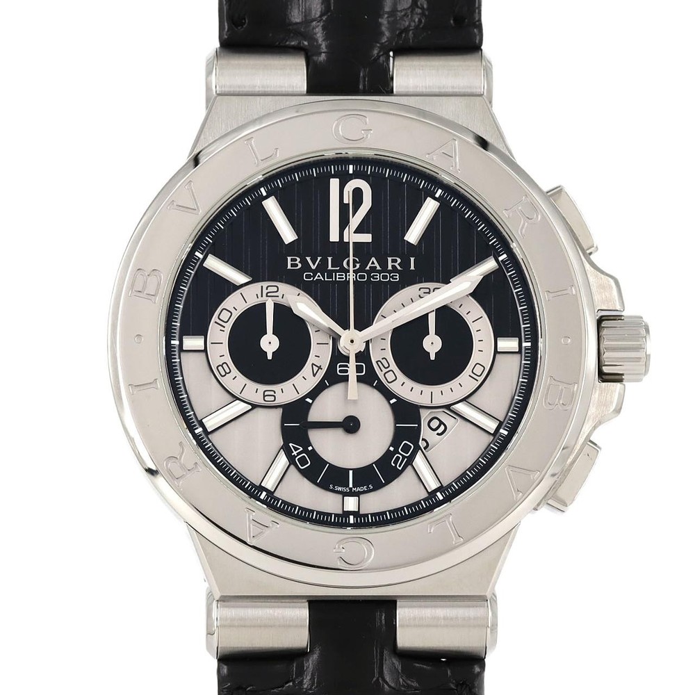Authentic Bulgari Diagono Calibro 303 DG42SCH/DG42BSLDCH Stainless Steel Mec...