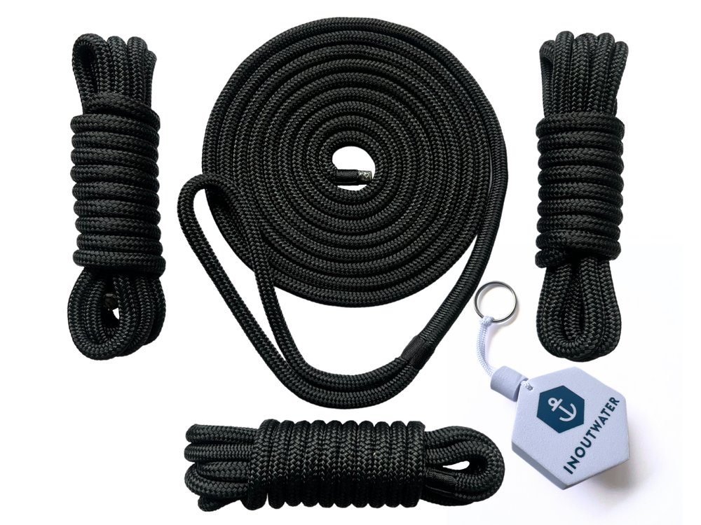 Double Braided Nylon Boat Dock Lines 4 Pack 1/2in 15ft Marine Grade Mooring Rope-image
