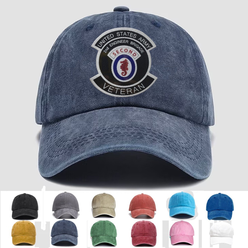 Custom Embroidered Hat US Army 2nd Engineer Brigade Veteran, Trucker Hat, Gift