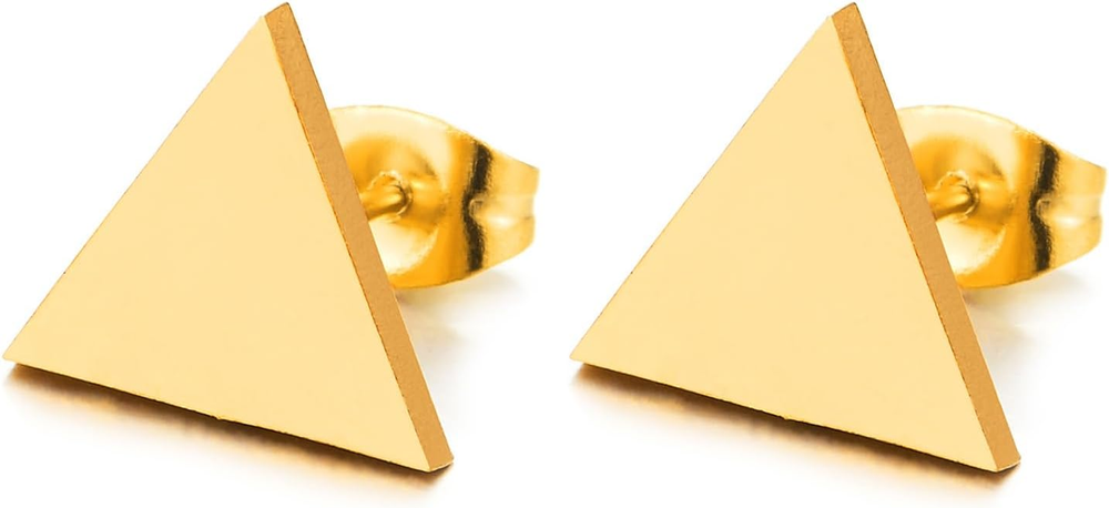 Stainless Steel Unisex Triangle Stud Earrings 2Pcs for Men Women