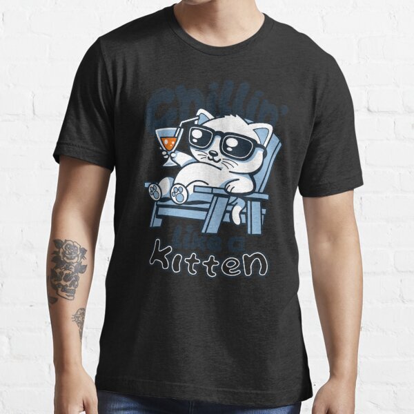 BEST NEW! Cute Kawaii Cat Chilling Like A VIllain Funny Meme Essential T-Shirt