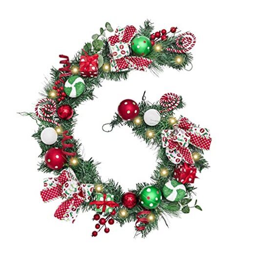 6 feet Pre-Lit Christmas Garland with Lights for Mantle, Lighted Battery 6feet