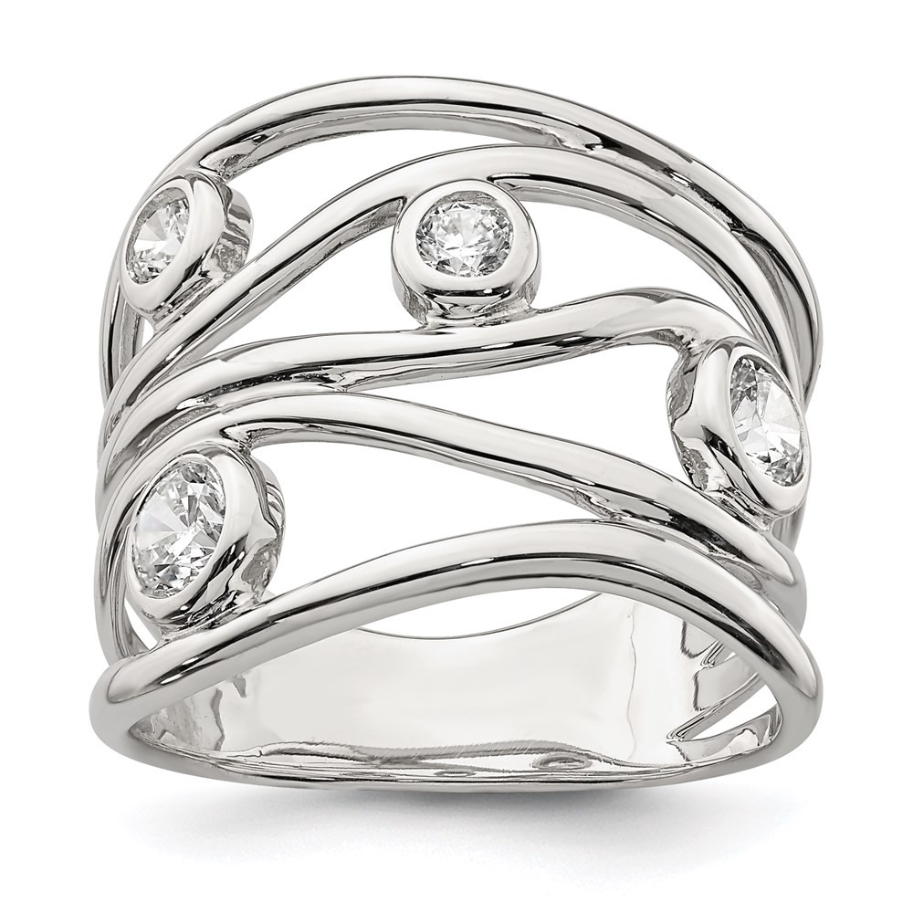 925 Sterling Silver Fancy Cubic Zirconia Ring Size 6 for Women