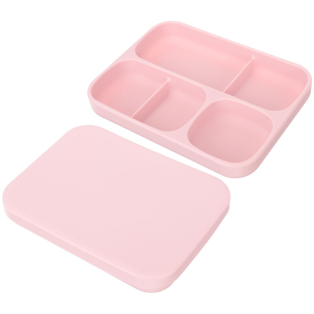 Travel Baby Silicone Plate with Lid - Toddler Snack Tray for On-the-Go