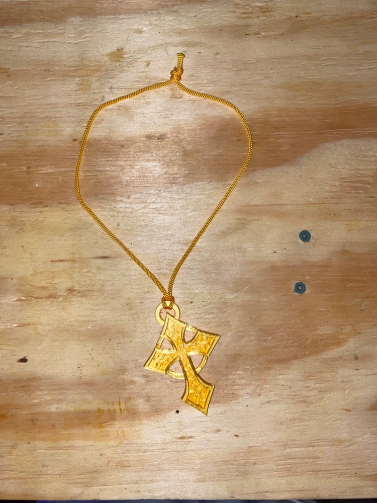 Gold-Tone 3D Printed Cross Pendant Decor in Multiple Sizes