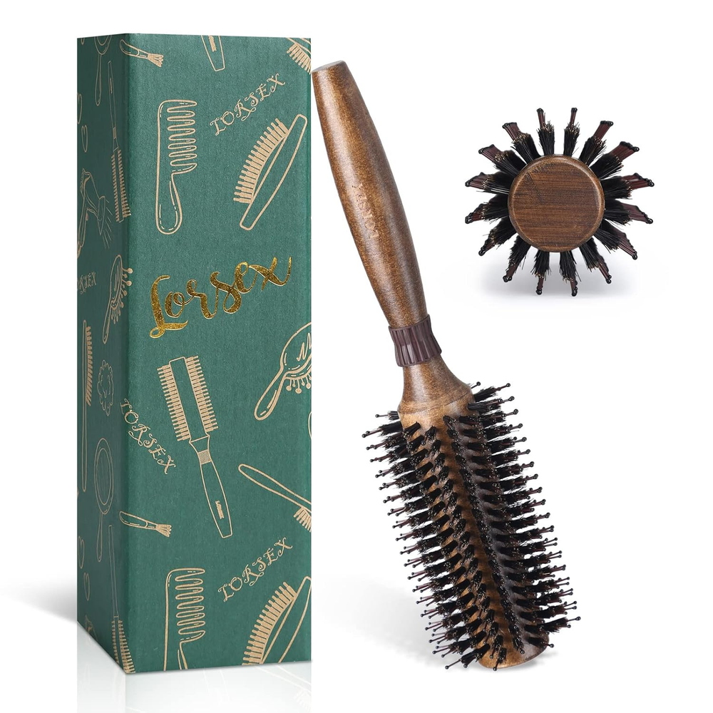 Round Brush for Blow Drying,  Boar Bristle Hair Brush for Women Men, round Hairb