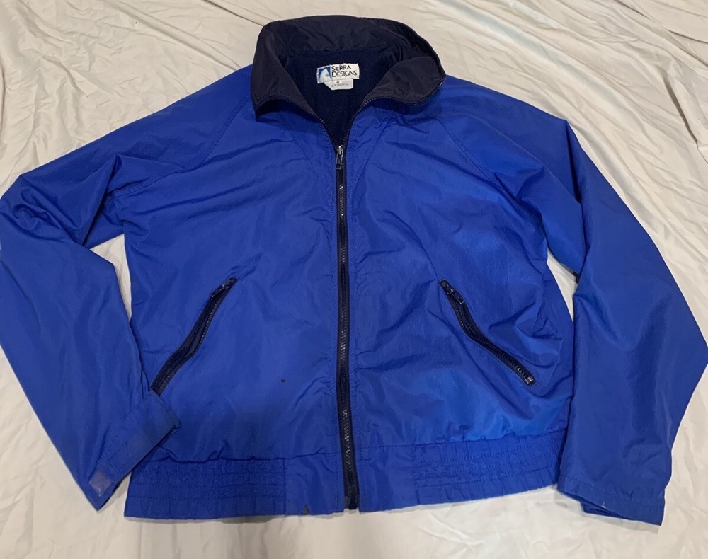 Vintage Sierra Designs Mens M Fleece Lined Blue Bomber Windbreaker Jacket
