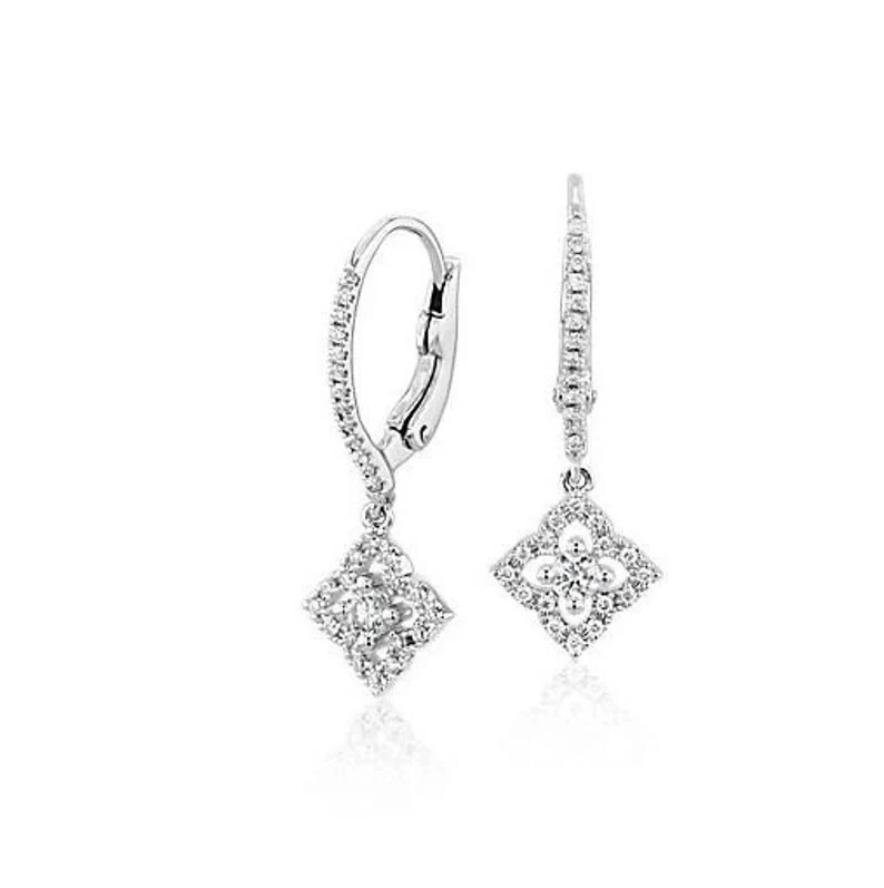 2.32 Ct Round Simulated Diamond 14k White Gold Dangle Earrings
