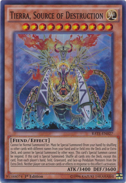 Tierra Source of Destruction RATE-EN027 Super Rare 1st Edition Lightly Played