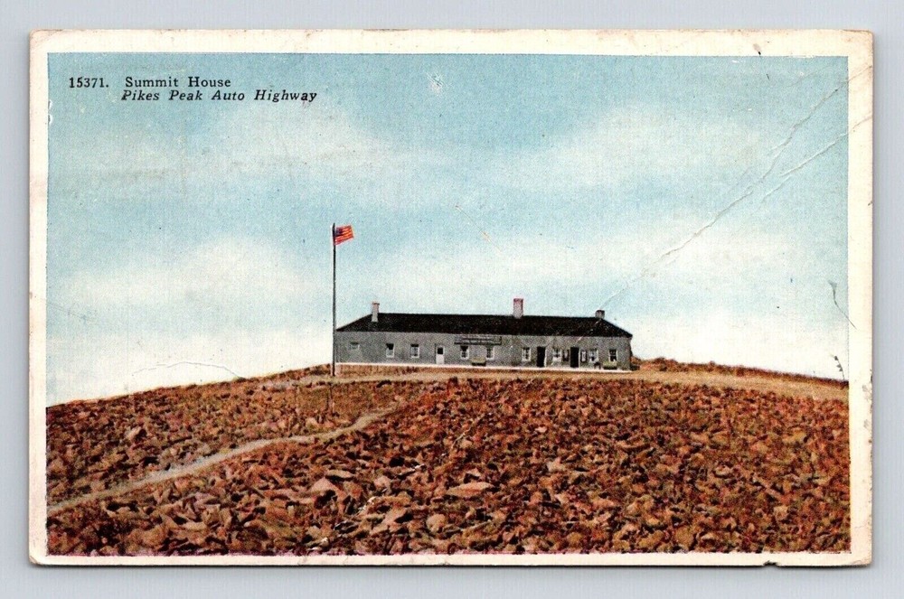 Pikes Peak Colorado Summit House Scenic Landmark WB Cancel WOB Postcard