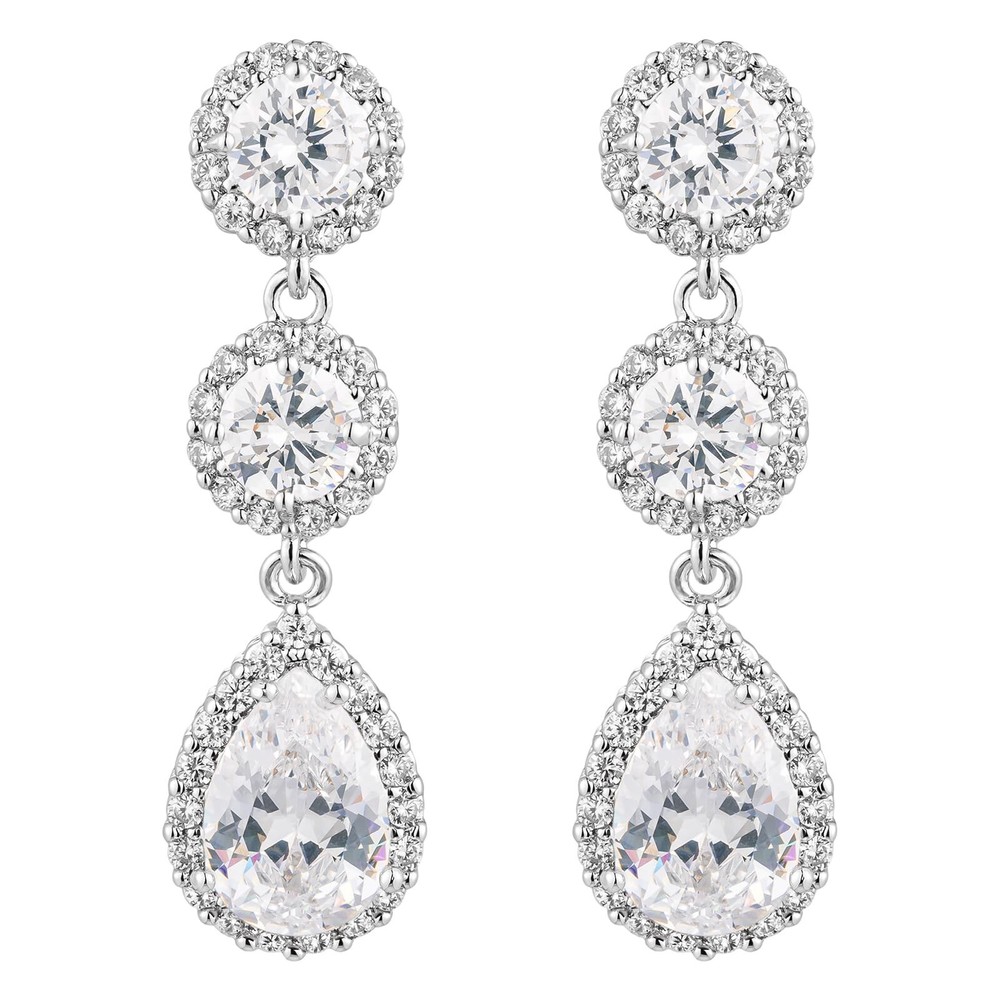 SELOVO Bridal Teardrop Zircon Dangle Drop Wedding Earrings for Women