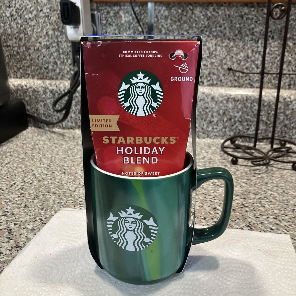 Starbucks 15oz Christmas Mug with Limited Edition 2.5oz Holiday Blend Coffee Set Expires 1/30/24