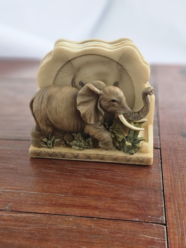 Vintage Hand-Painted Elephant Coaster Set by Richesco Corporation