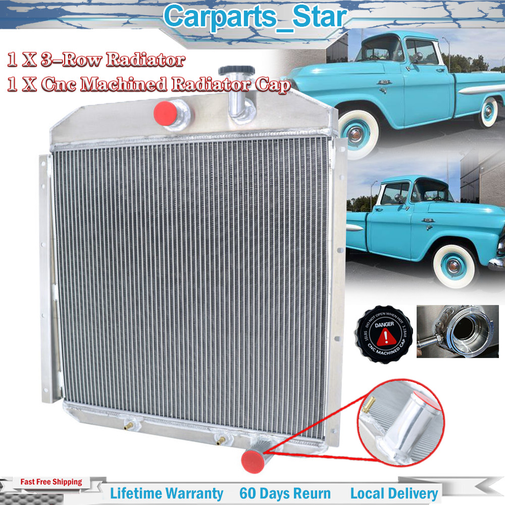 3 Row Aluminum Radiator for 1955-1959 GMC Truck 5.2L 5.3L 5.7L 6.1L V8