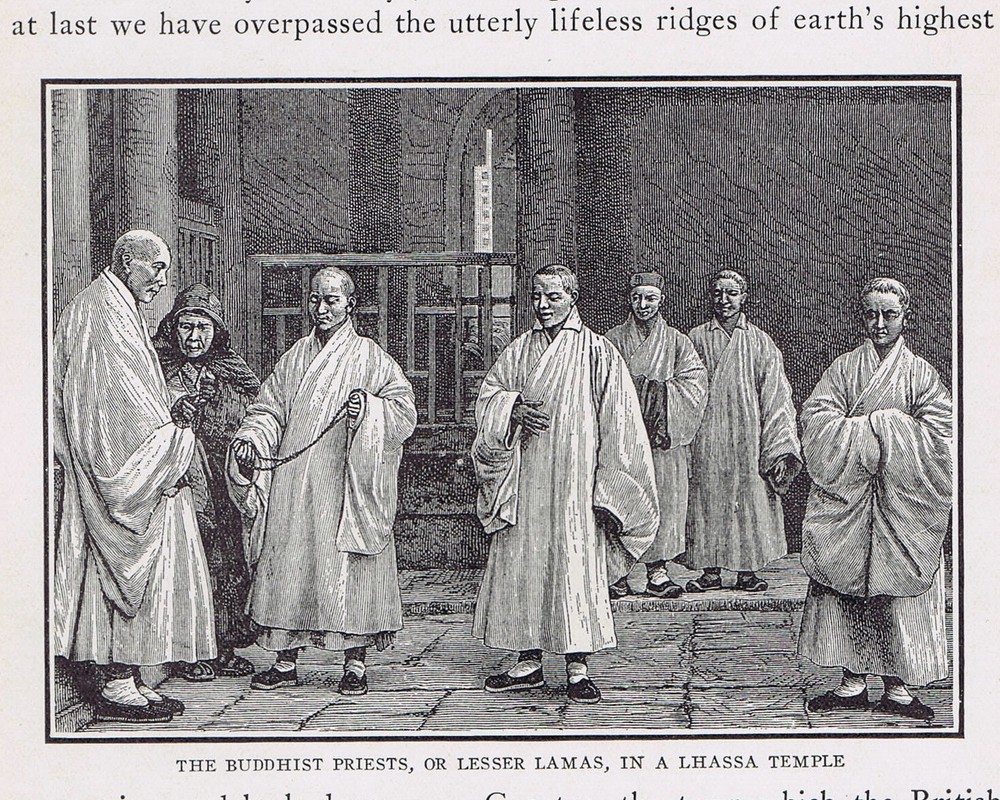 Buddhist Priests, Lessor Lamas, Lhasa Temple, Tibet- 1925 Page of History