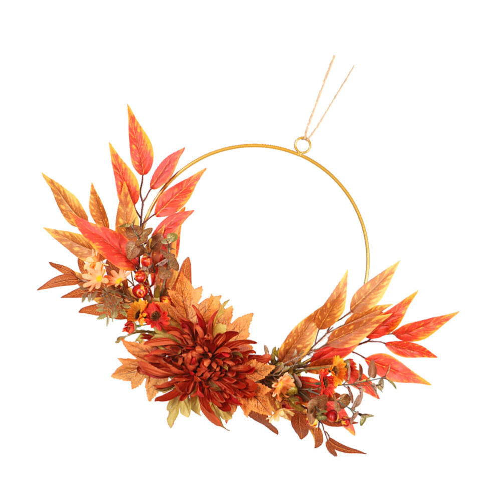 Autumn Maple Leaf Wreath Thanksgiving Artificial Garland Decor  