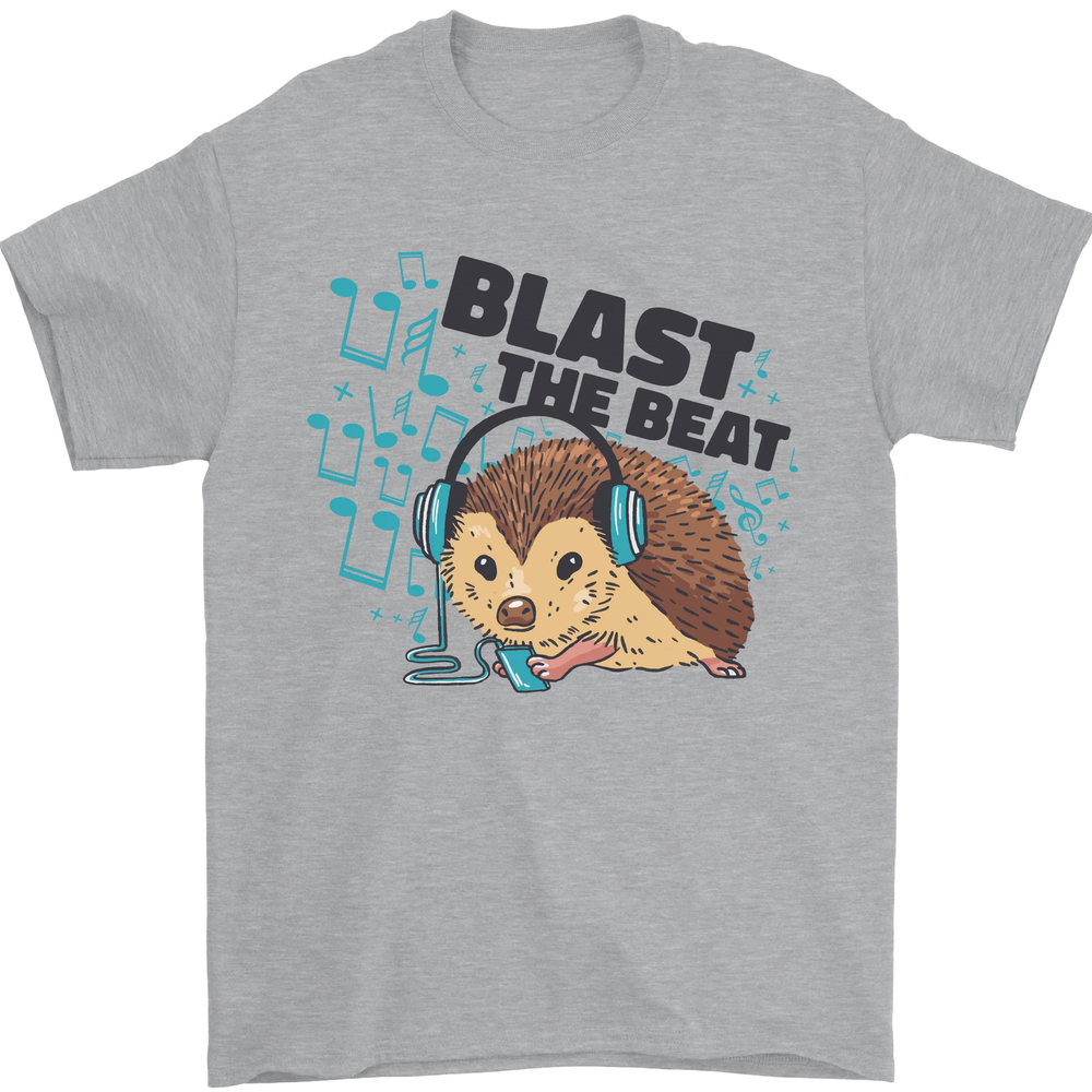 A Music DJ Hedgehog Headphones Dance Mens T-Shirt 100% Cotton