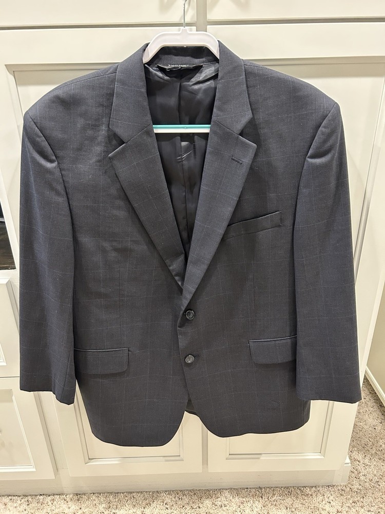 Jos A Bank Mens 44S Grey Blue Pattern Wool Blazer