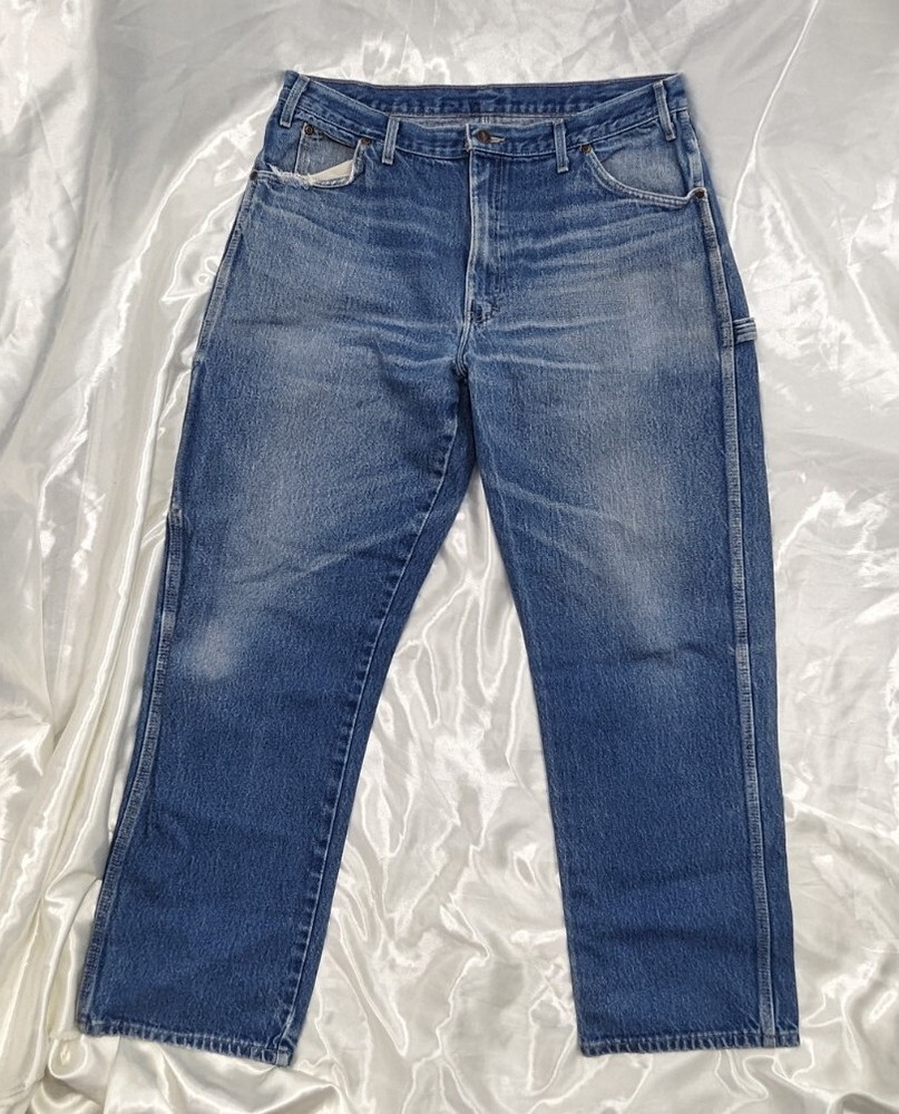 Dickies Men's Relaxed Fit Medium Blue Denim Cargo Jeans 38x31