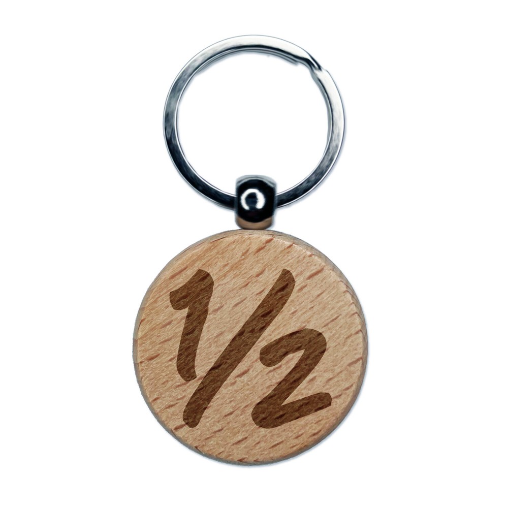 Half Fun Engraved Wooden Round Keychain Tag Charm  