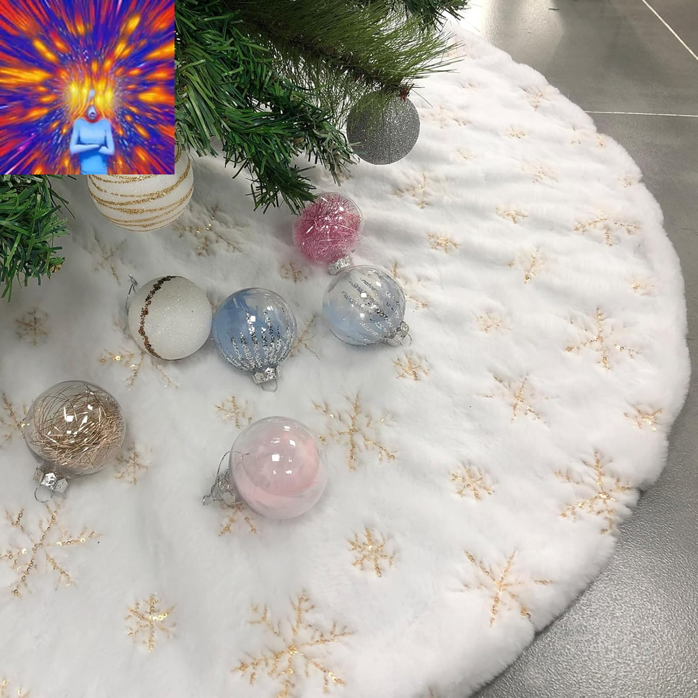 48 Inch Large Christmas Tree Skirt White Tree Skirt Xmas Faux Fur Tree Skirts Ch