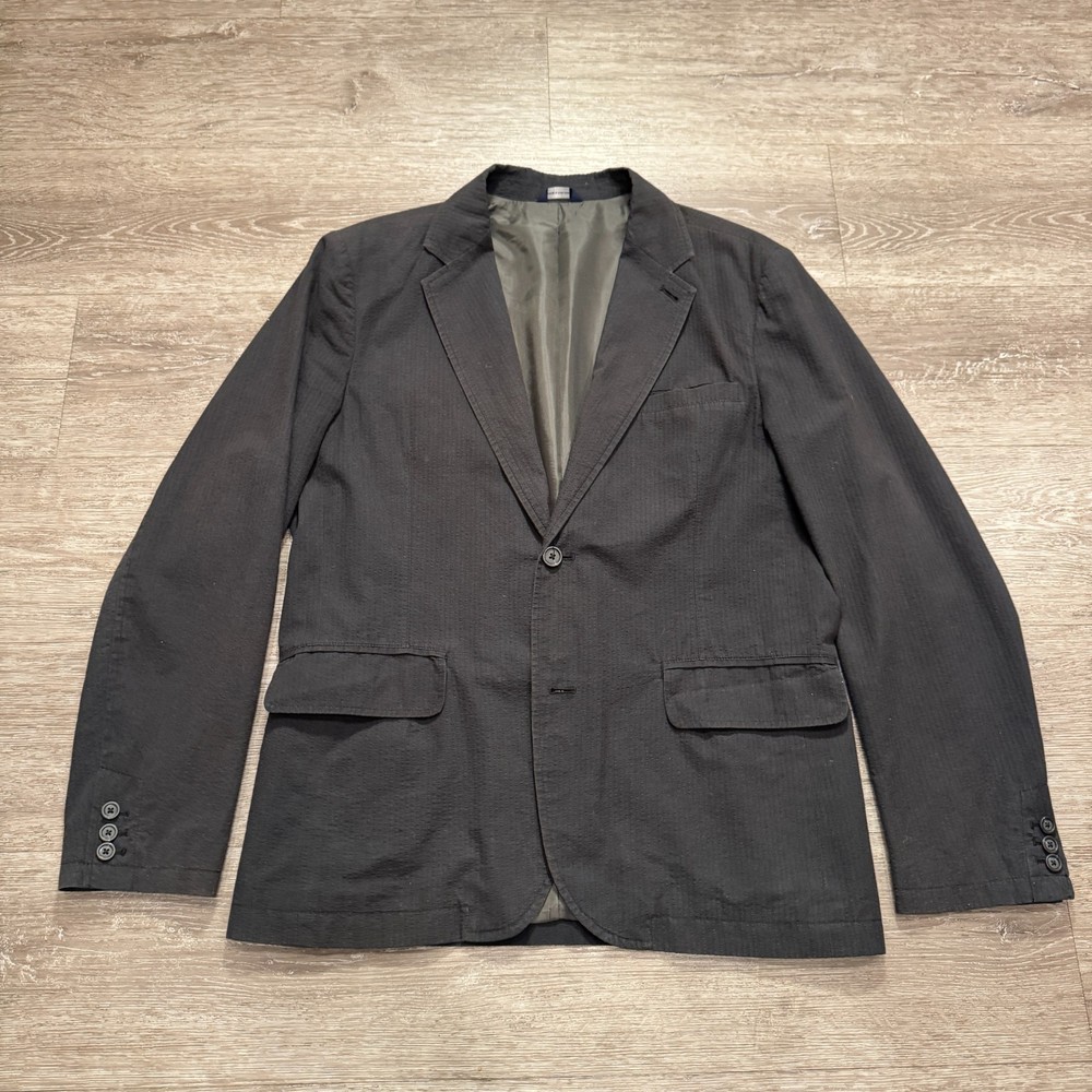 Gap Mens Medium Black Seersucker 42R Sport Coat Casual Preppy Blazer