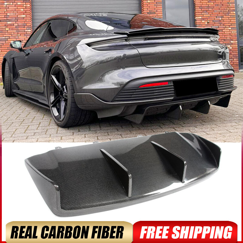 For Porsche Taycan 2019-2024 Real Carbon Fiber Rear Bumper Diffuser Lip Spoiler
