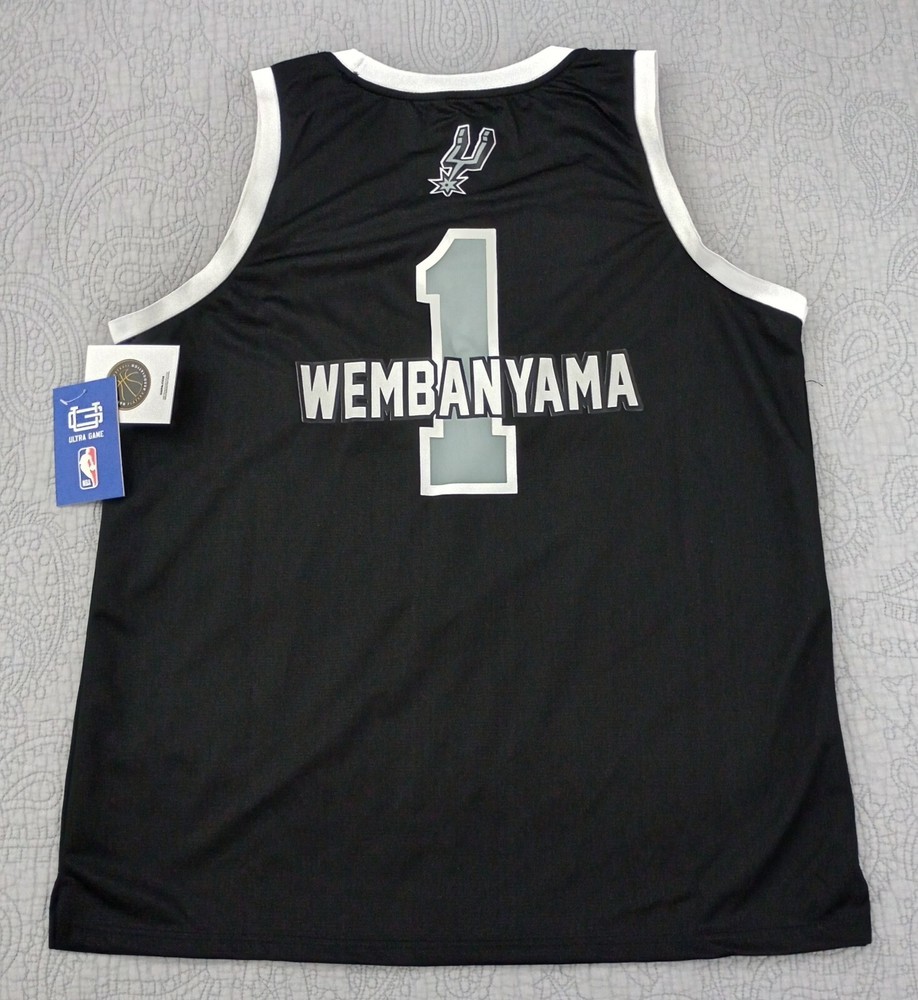 San Antonio Spurs Wembanyama # 1  Ultra Game Basketball Jersey Black Size XL NBA