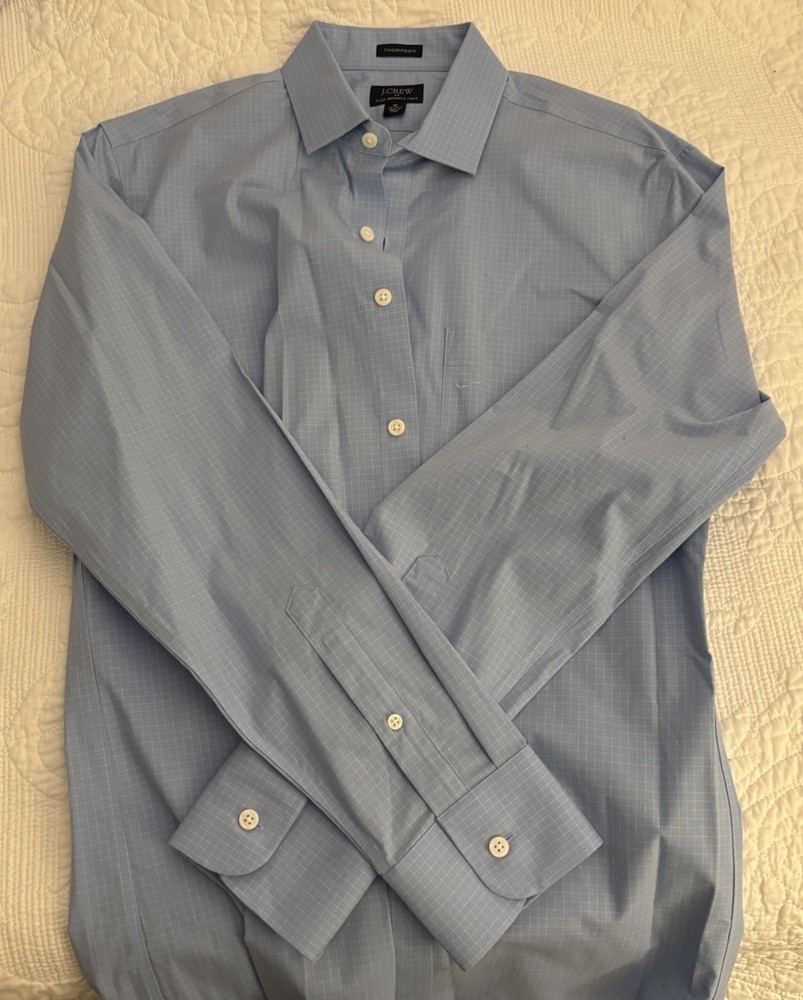 J. Crew Flex Wrinkle Free Blue Plaid Long Sleeve Thompson Button Up 2Pack
