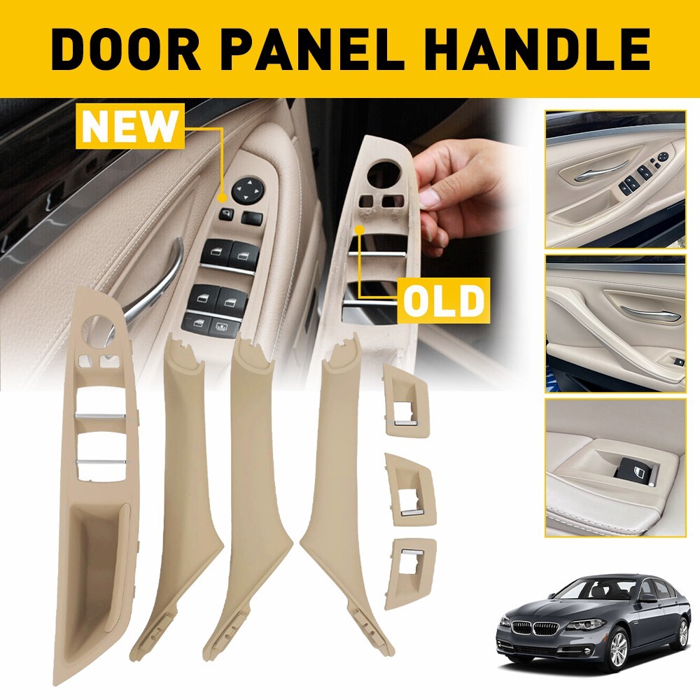 Beige/Black Inner Door Panel Handle Pull Trim Cover Set for BMW 5 Series F10 F11