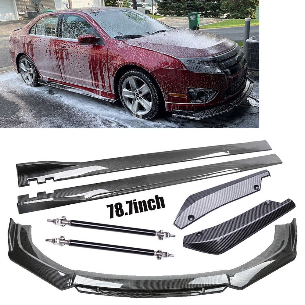 For Ford Fusion 2006-Carbon Fiber Side Skirt Rear Front Bumper Lip Splitter Rod