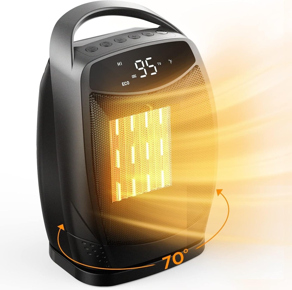 Lightweight Oscillating Space Heater for Bedroom & Office - Safe & Efficient