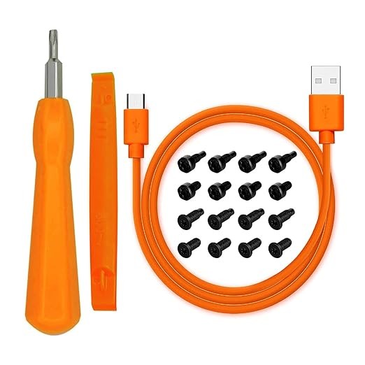Replacement Screwdriver Kit with 20Pcs Screws and 4 Orange Charging Cables
