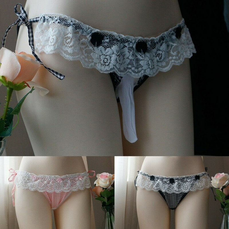 Mens Sexy Sissy Pouch Panties Lace G-String Underwear Briefs Thongs Underpanties
