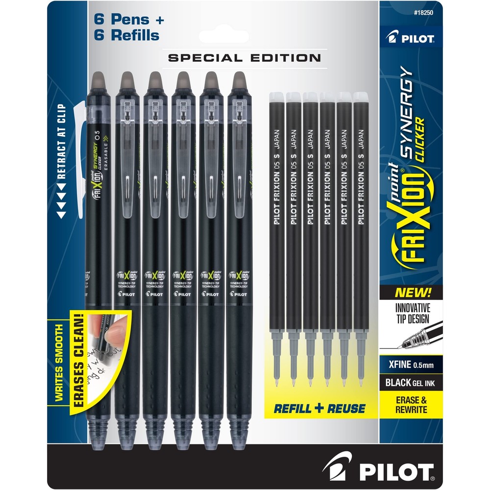 PILOT Frixion Synergy Clicker Erasable Pens, Retractable and Refillable, 0.5m...