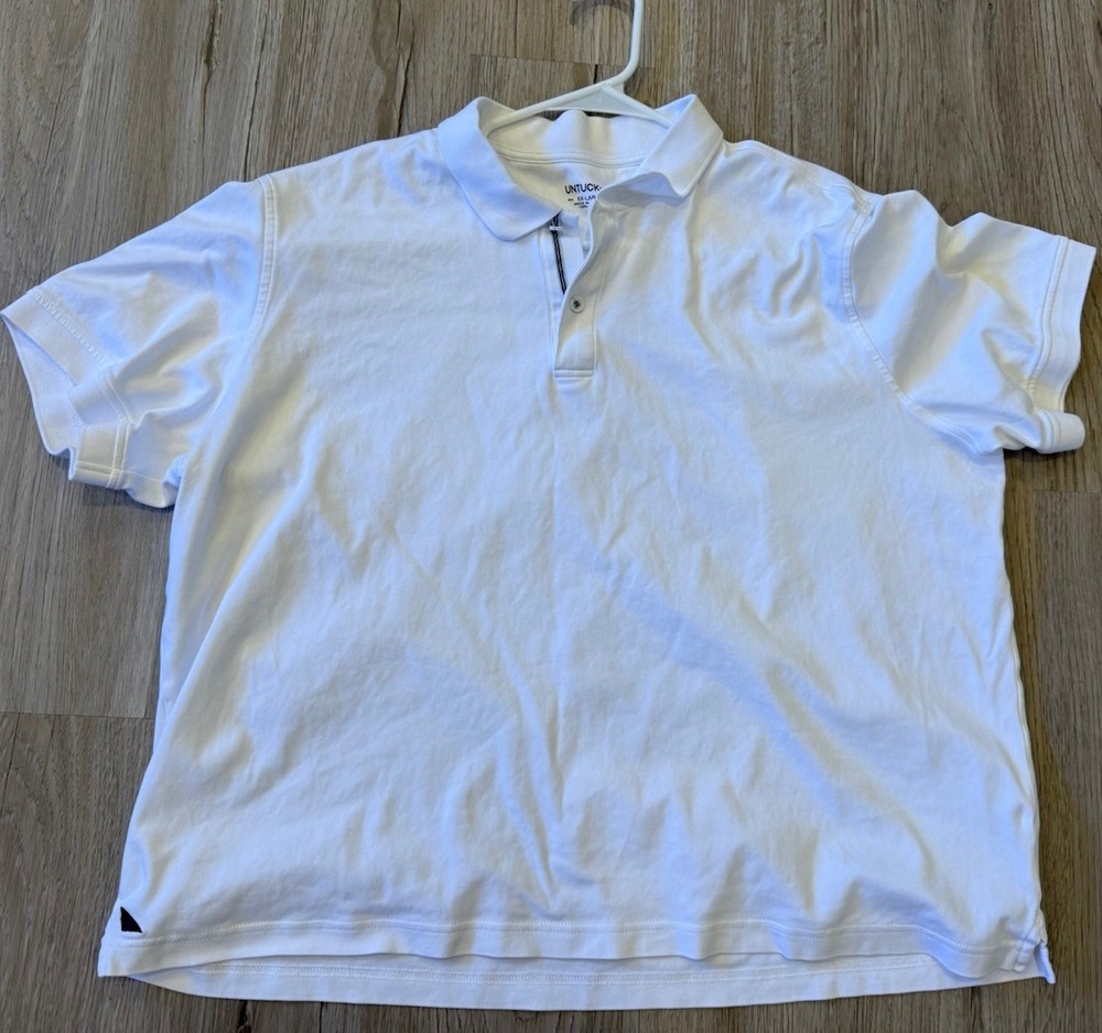 Untuckit Damaschino Polo Men's 2XL White Short Sleeve Golf Shirt Performance