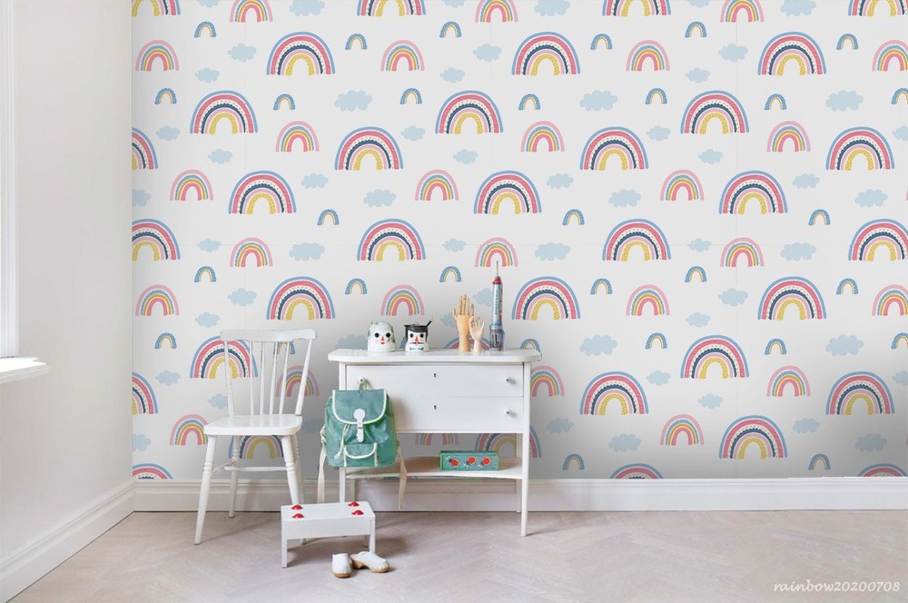 3D Rainbow Clouds Watercolor Pattern Wall Murals Wallpaper Murals Wall Sticker 9
