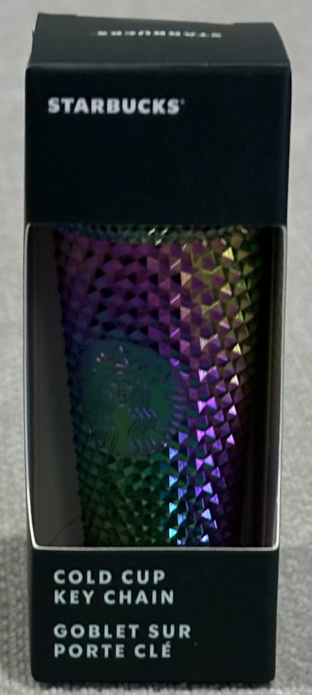 Starbucks Fall 2023 Rainbow Oil Slick Tumbler Keychain with Studded Design - New  