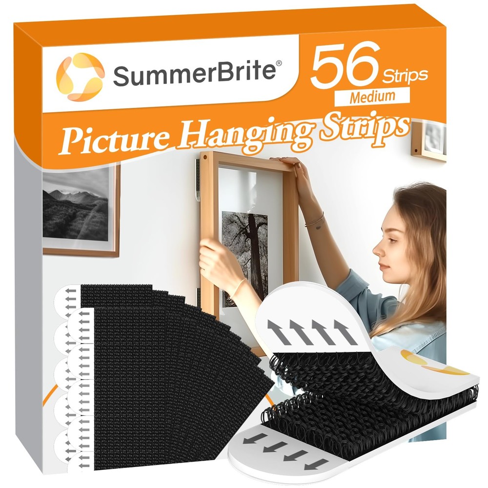 Picture Hanging Strips Heavy Duty, 56 Strips Damage Wall Picture Hangers With...