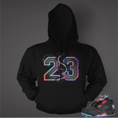 23 Hoodie to Match AIR J5 Chinese New Year Sneaker Graphic Dragon Big Tall Sm-image