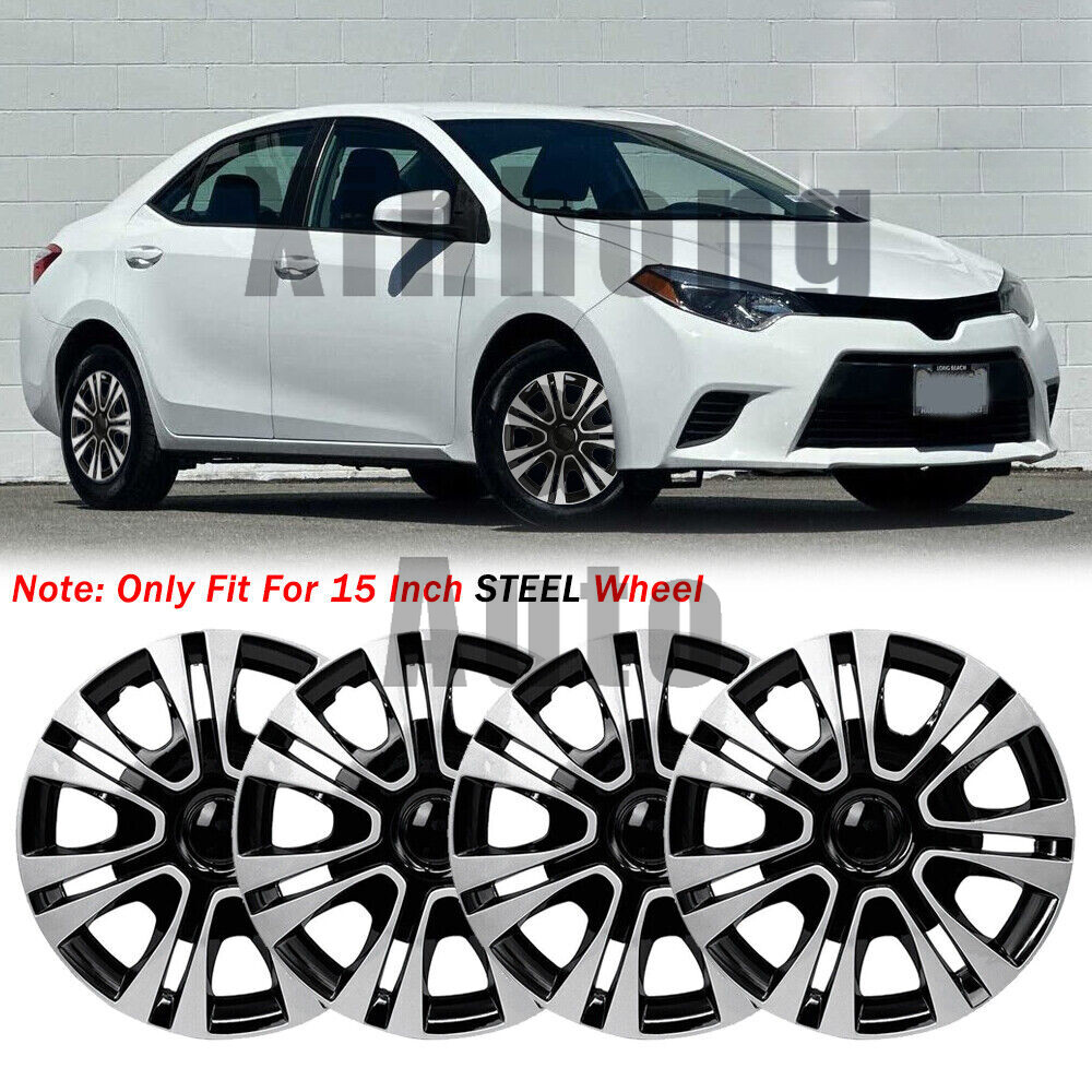 4Pcs 15-Inch Snap-On Hubcaps for Toyota Corolla R15 Steel Rims