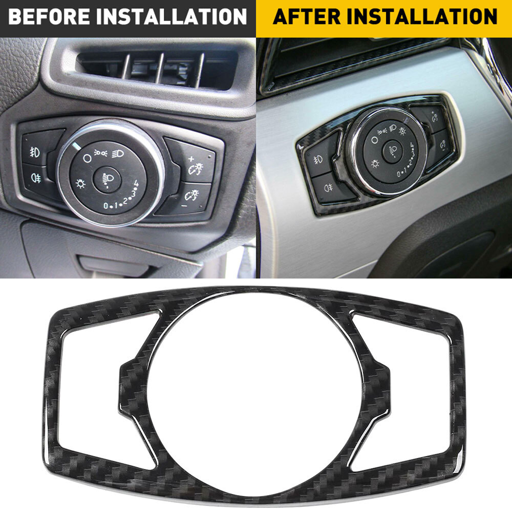 Headlight Switch Trim Decor Cover for Ford F150/Mustang 2015-2019 Carbon Fiber