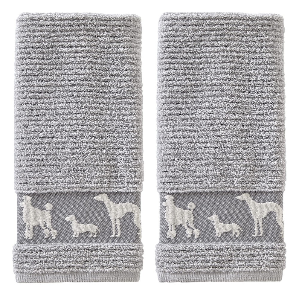 Vern Yip Dog Daze Hand Towel Set, Gray 2 Count