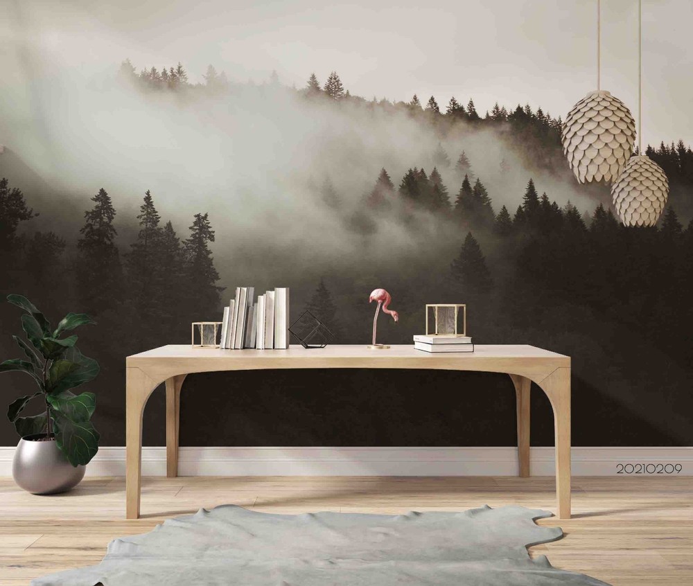 3D Forest Mist Landscape Wall Murals Wallpaper Murals Wall Sticker 2