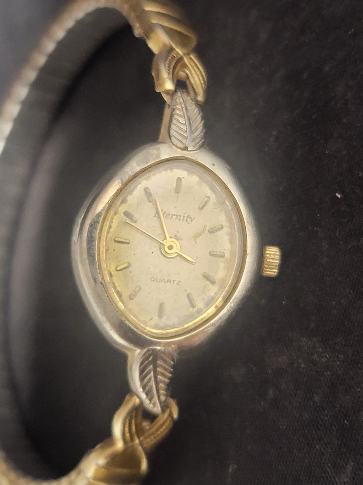 Eternity Quartz Women’s Bracelet Watch Gold Tone Stretch Band Vintage Needs...